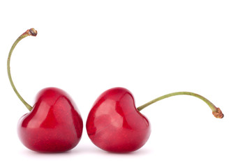 Two heart shaped cherry berries