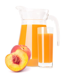 Peach fruit juice in glass jug