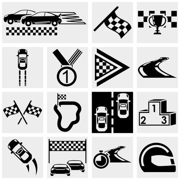 Race vector icons set on gray