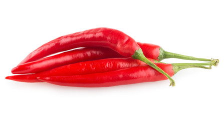 red chili peppers isolated on white background