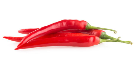 red chili peppers isolated on white background
