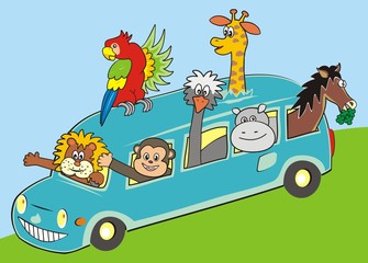 Obraz premium bus and animals