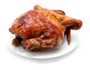 grilled chicken on a plate on a white background