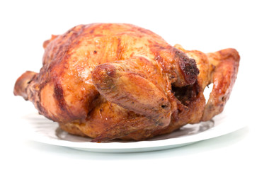 grilled chicken on a plate on a white background