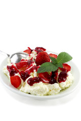 dessert of strawberries with cream cheese