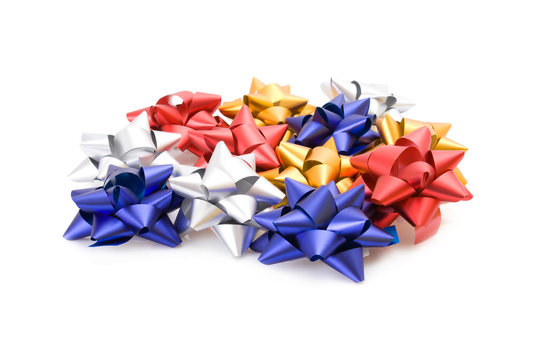 Collection of gift bows isolated on white background.