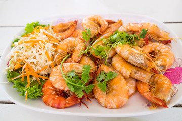 Fried shrimp on the plate