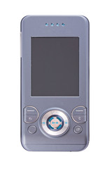 Closed modern multimedia phone isolated on white background