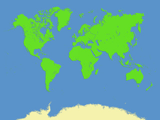 World map with minimal bevel ,emboss and drop shadow style