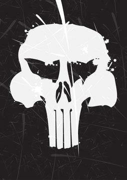 gray skull icon on black background