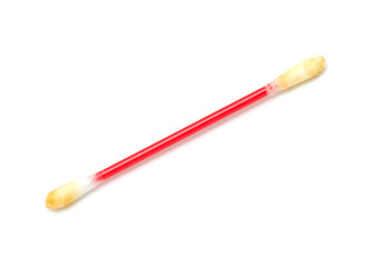 dirty ear sticks on a white background