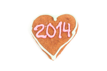 Homemade 2014 cookie isolated on white