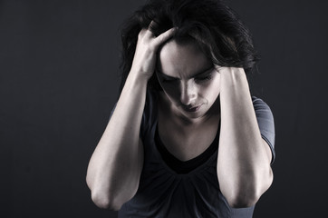 depressed woman facial close up