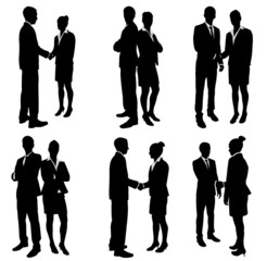 business people handshake silhouettes - vector