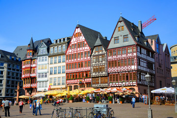 Romerberg (Romerplatz) with old buildings, Frankfurt am Main, He