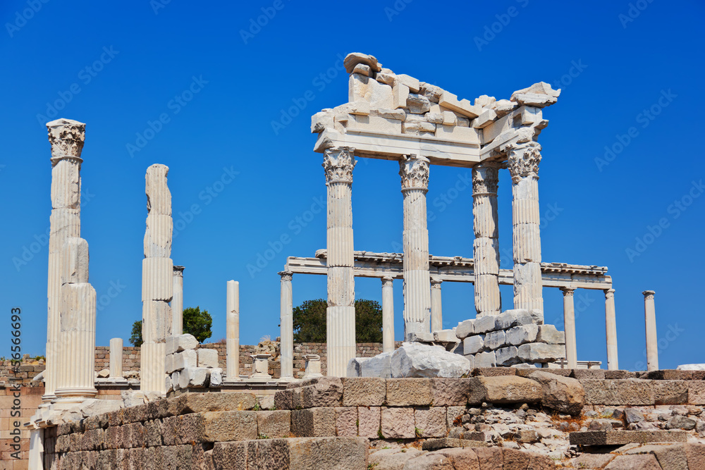 Wall mural temple of trajan at acropolis of pergamon in turkey