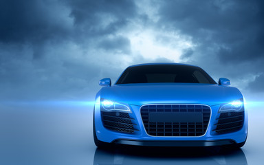 Obraz premium Niebieski samochód sportowy