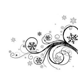 winter floral background with snowflakes