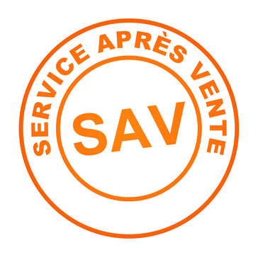 service ap&egrave;s vente sur bouton web rond orange