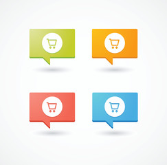Isolated comic balloons with shopping cart icons