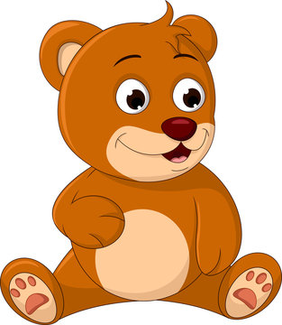 cute brown bear cartoon sitting