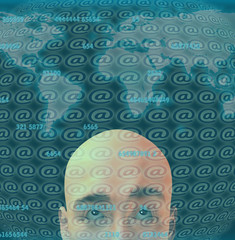 Man before digital screen