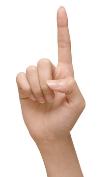 Hand pointing front side, with clipping path