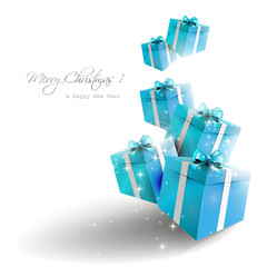Blue gift boxes on white background