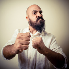 angry fighter long beard and mustache man