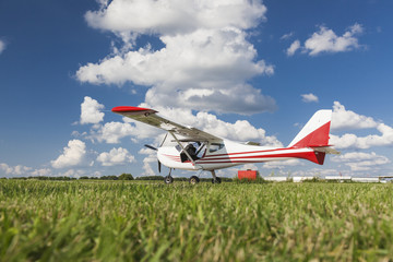 White two-seater mini plane