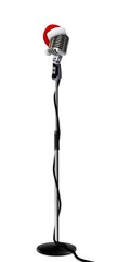 Obraz premium Vintage Microphone with Christmas Hat