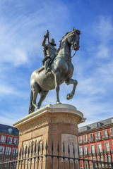 Fototapeta na wymiar King Philip III on Plaza Mayor