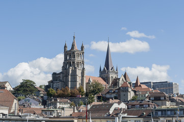 Fototapeta premium Lausanne, historische Altstadt, Kathedrale, Schweiz