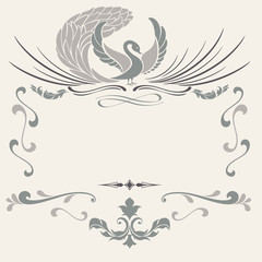Fototapeta premium Vintage frame with stylized bird