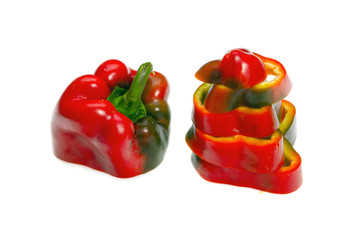 Colorful red and green pepper chopped