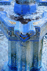 blue fountain in Bagnoles de l Orne in Normandie