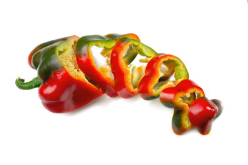 Colorful red and green pepper chopped