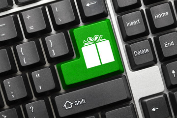 Conceptual keyboard - Gift icon (green key)