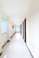 Long corridor of rental hotel.
