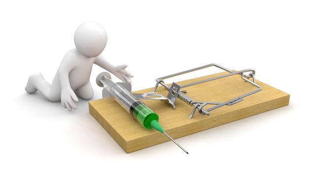 Man and Mousetrap with Syringe (clipping path included)