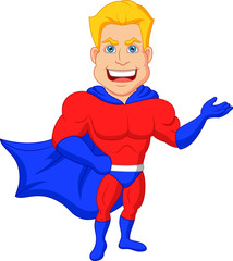 Superhero cartoon presenting