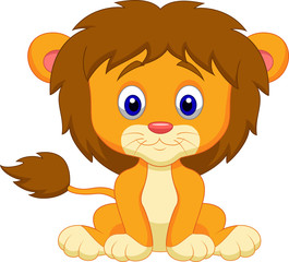 Naklejka premium Baby lion cartoon sitting