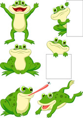 Naklejka premium Cute frog cartoon collection set
