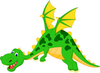 Happy dragon cartoon flying