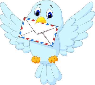 Cute bird delivering letter
