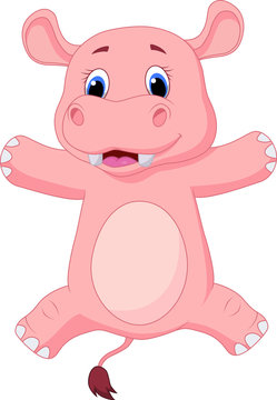Happy baby hippo cartoon