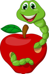 Worm with red apple