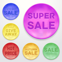 Promotional stickers. Colorful vector collection.