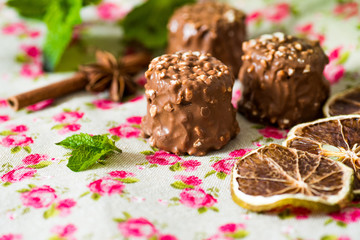 chocolate on Flower  napkin