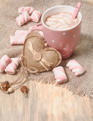 Hot cocoa drink with marshmallows